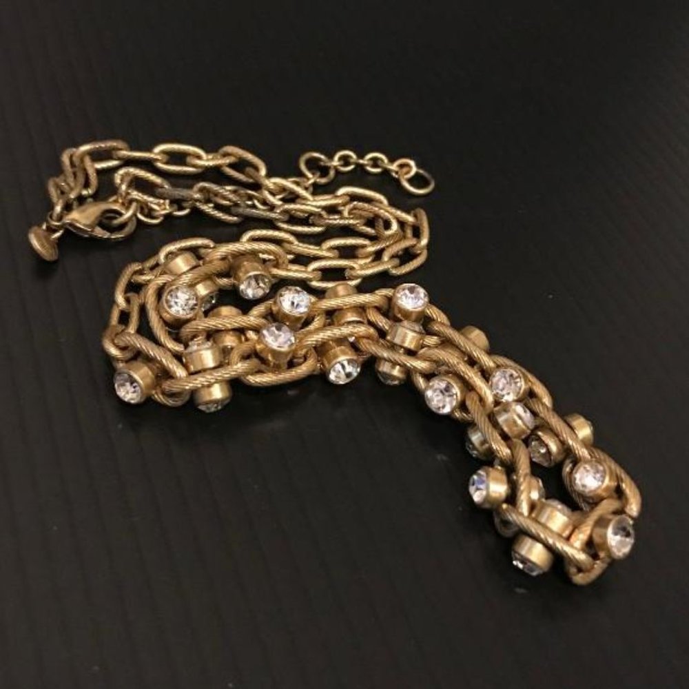 J. Crew Antique Gold-Tone & Rhinestone Necklace - Picture 5 of 8